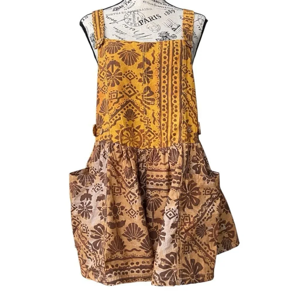 NEW Free People Palm Bay Printed Shortalls Bohemian Vibe Romper in Size Medium - Picture 4 of 16